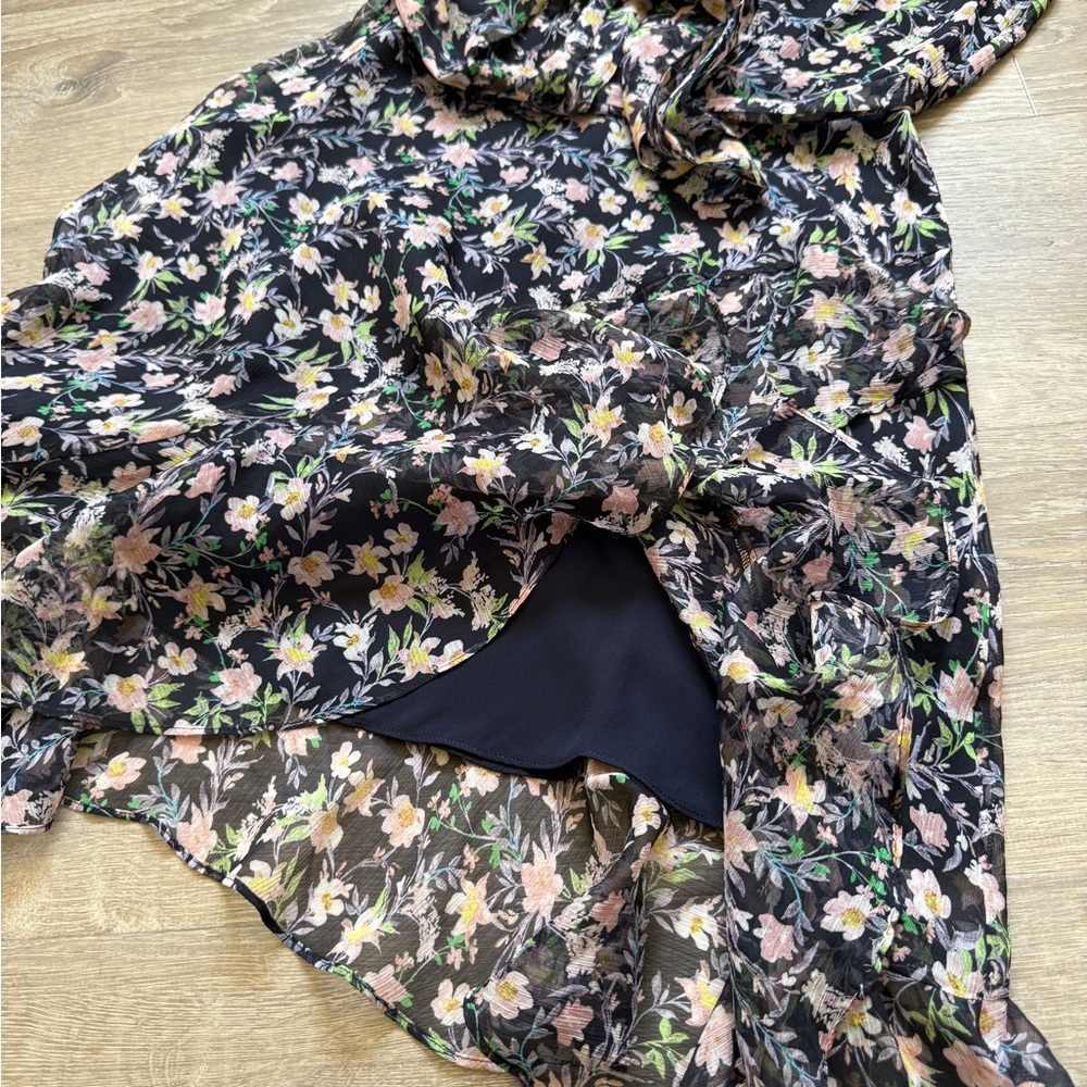 CeCe High Low Floral Dress in Black and Purple-Size 10 - Picture 12 of 13